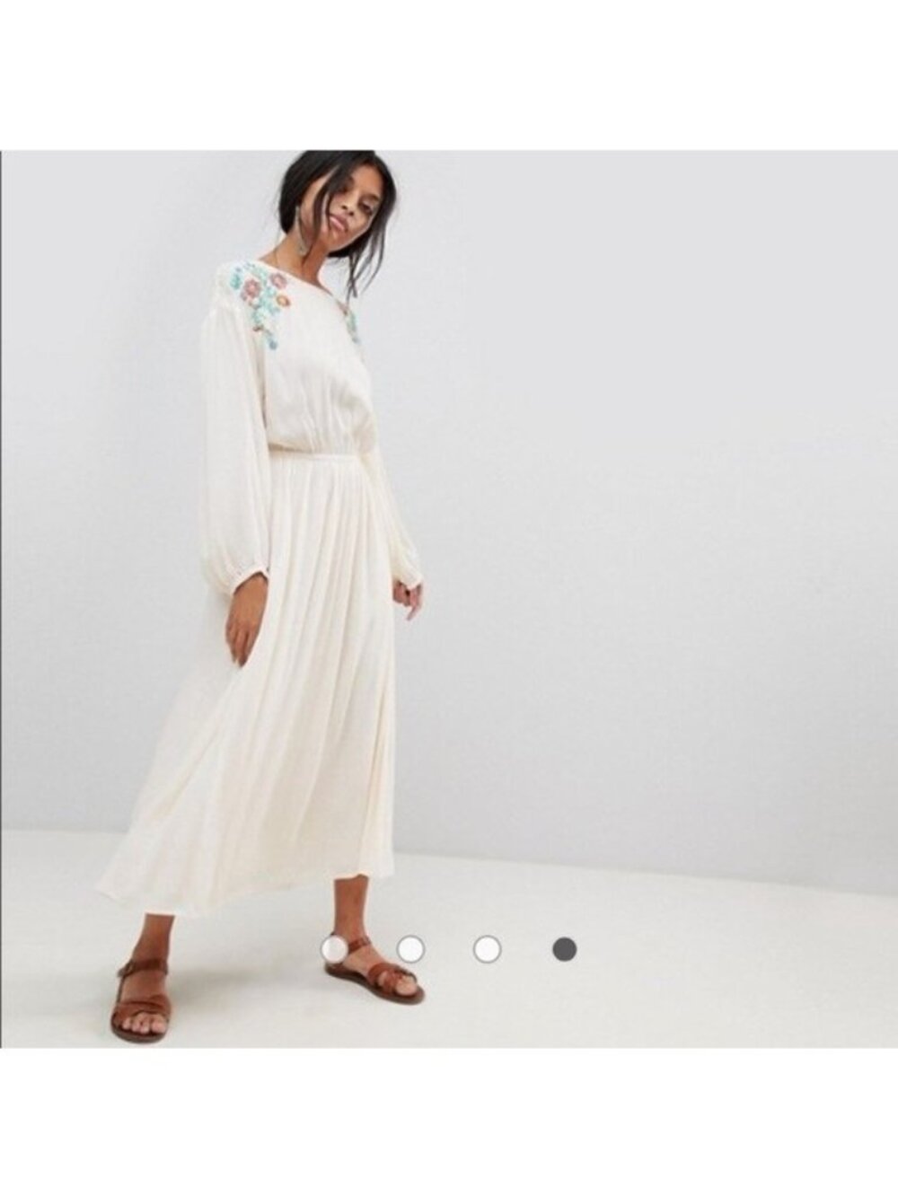 NWT Moon River Womens Embroidered Maxi Dress Elastic Waist Back Cut Out sz L